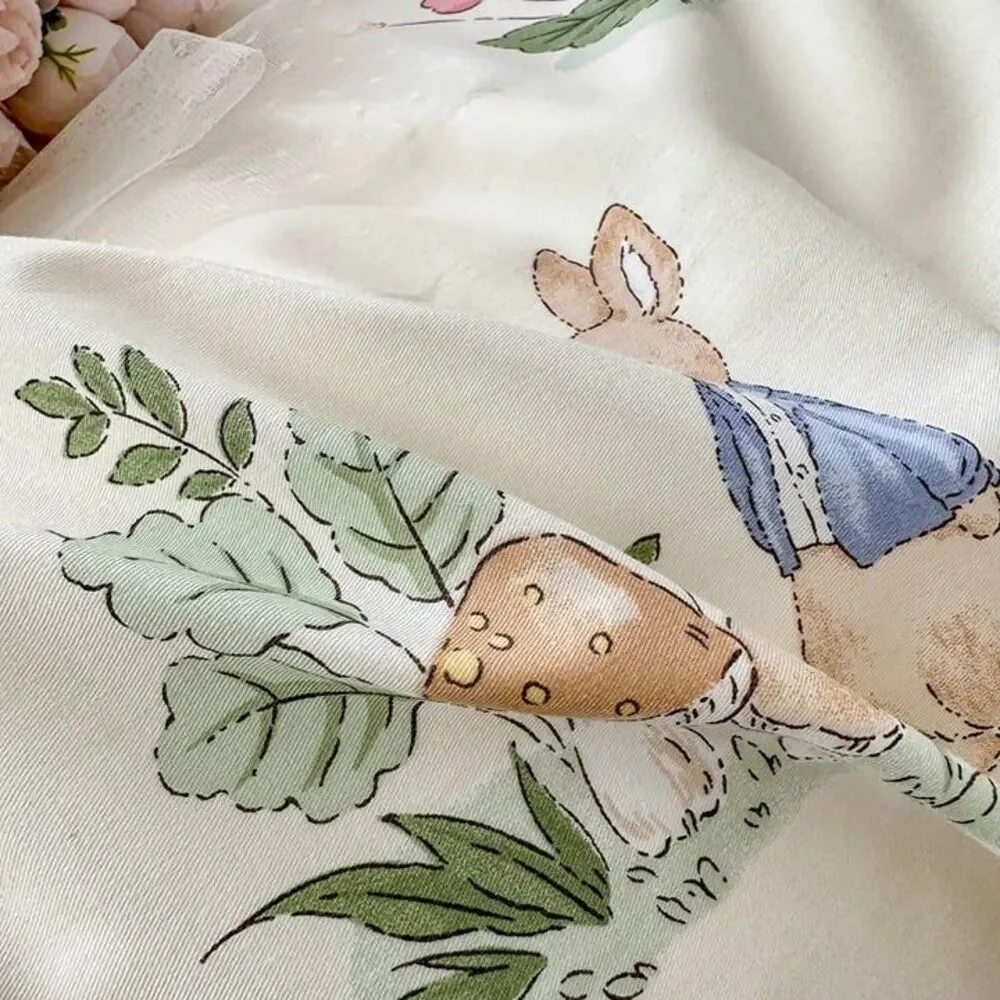 Twin Duvet Cover Set 2pcs Cotton 1 Comforter Cover 1 Pillowcase  Cartoon Bunny